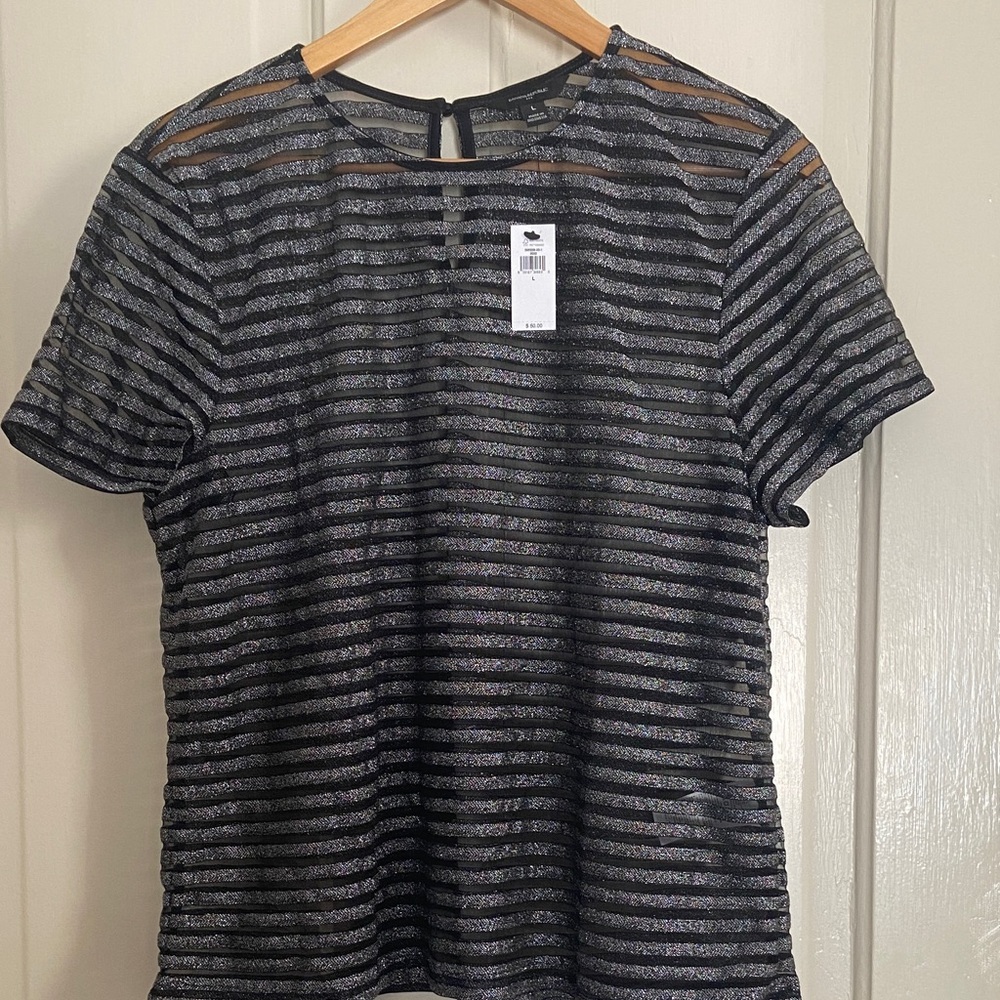 Elegant sheer Black & Silver Banana Republic Women's Top NWT